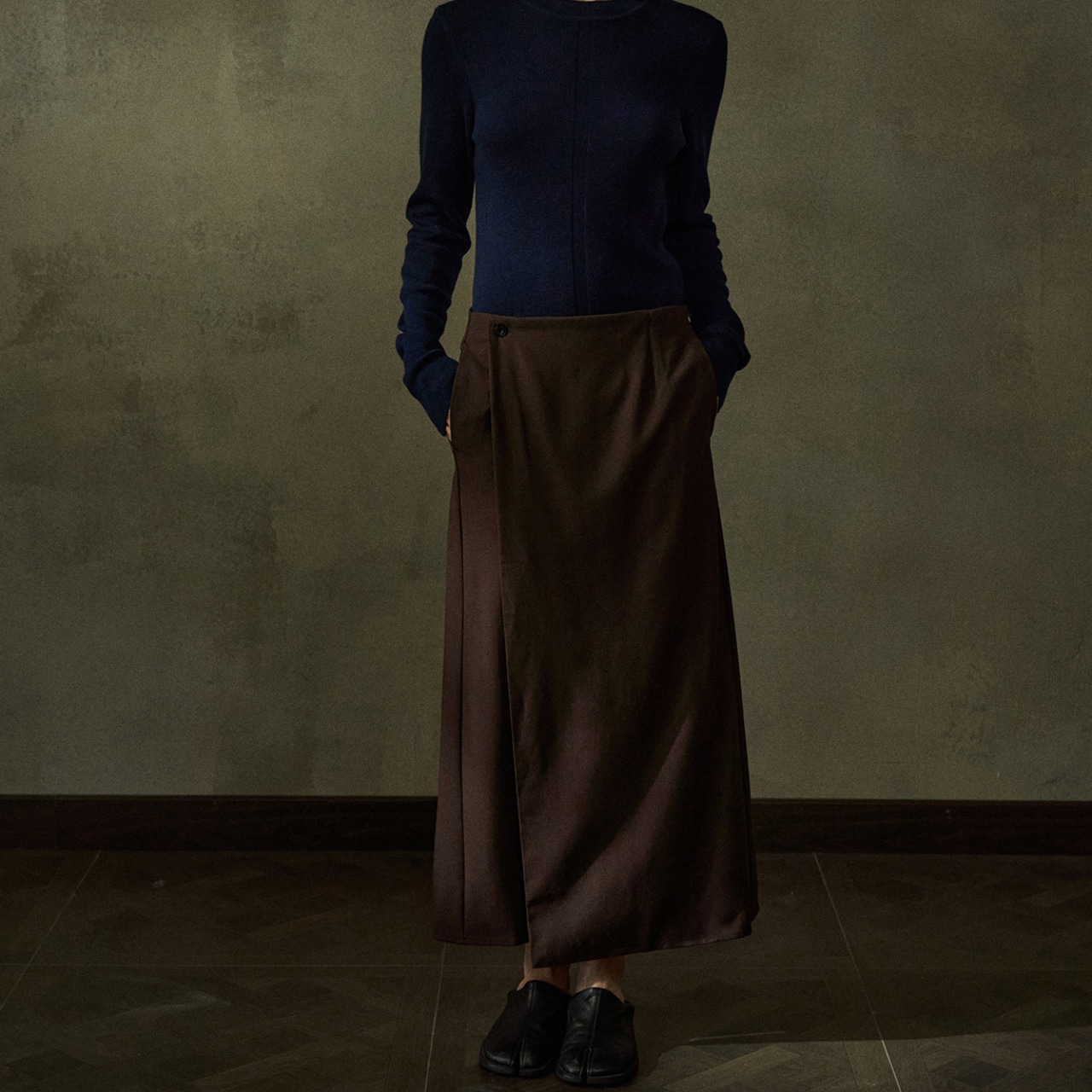 Wrap-style Maxi Tight Skirt T3722