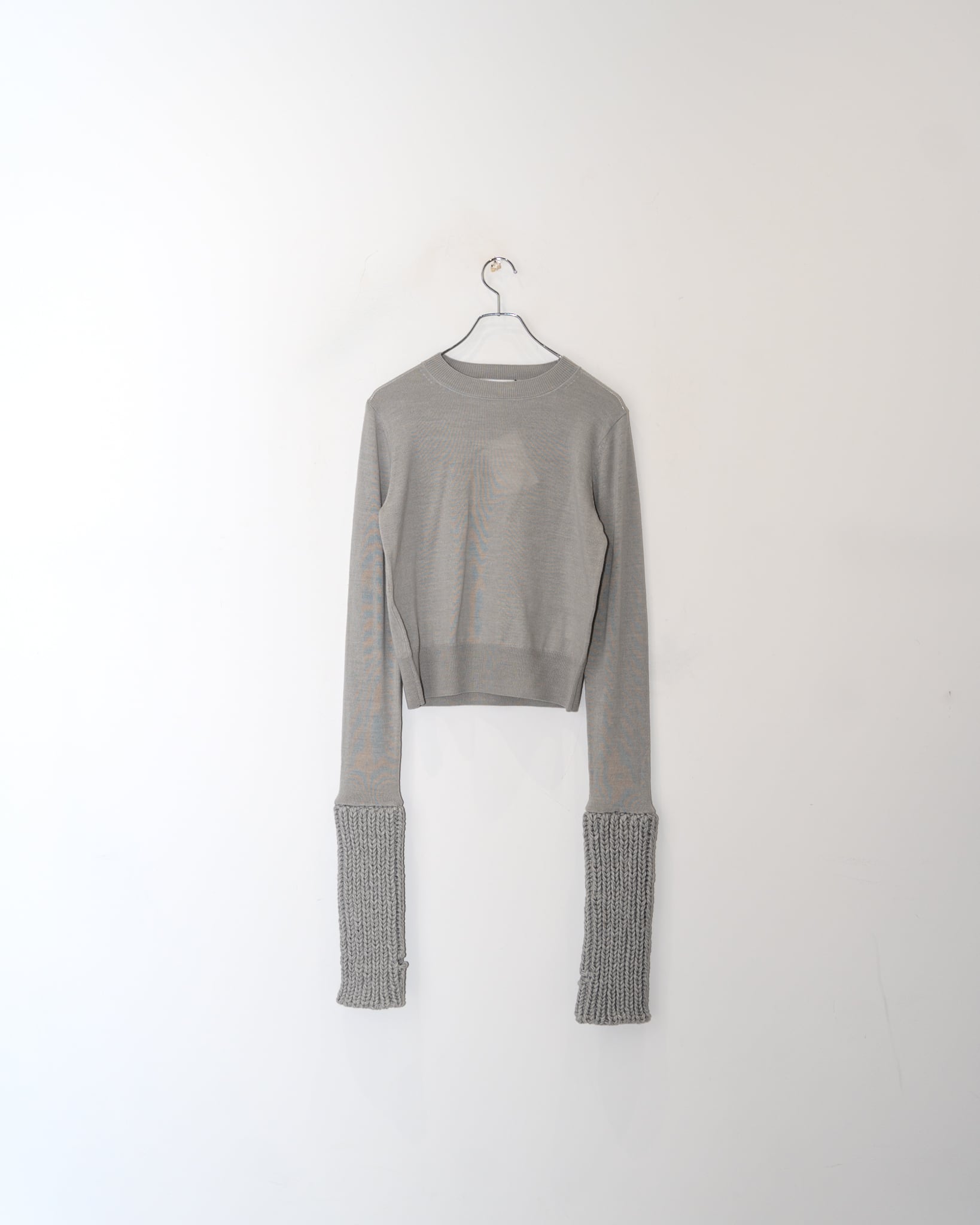 【 BELPER 】BEE SLEEVES KNIT TOP / GRAY
