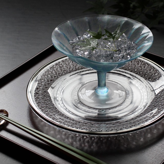 蓮の葉　高台向付（ガラス）