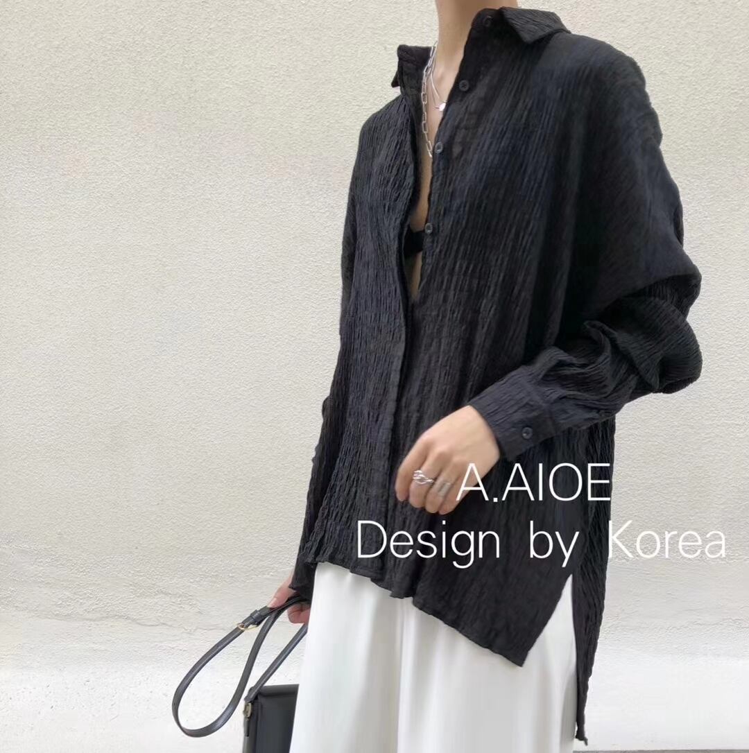 シワ加工　オーバーシャツ　AJ33167-5079