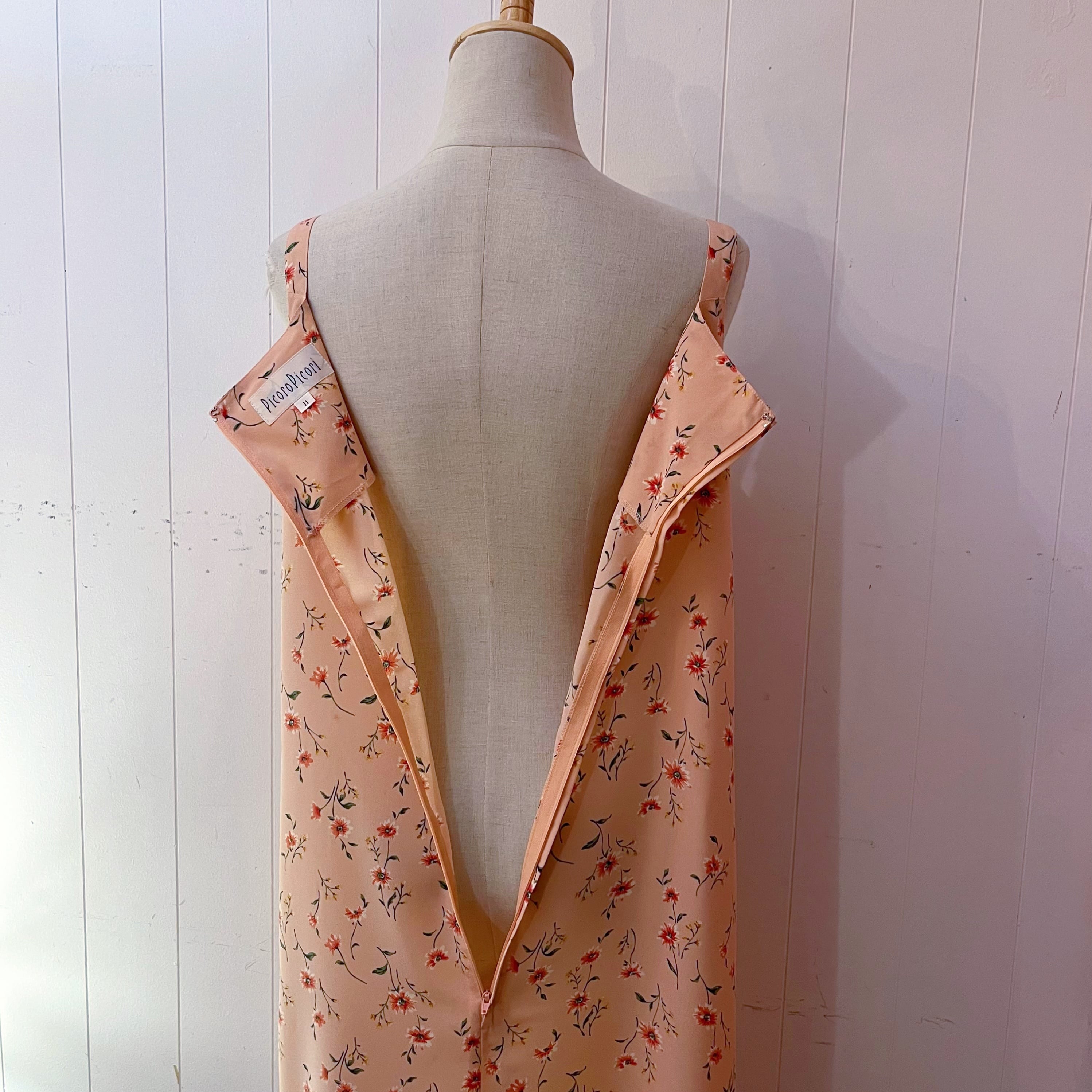 pink flower apron one-piece