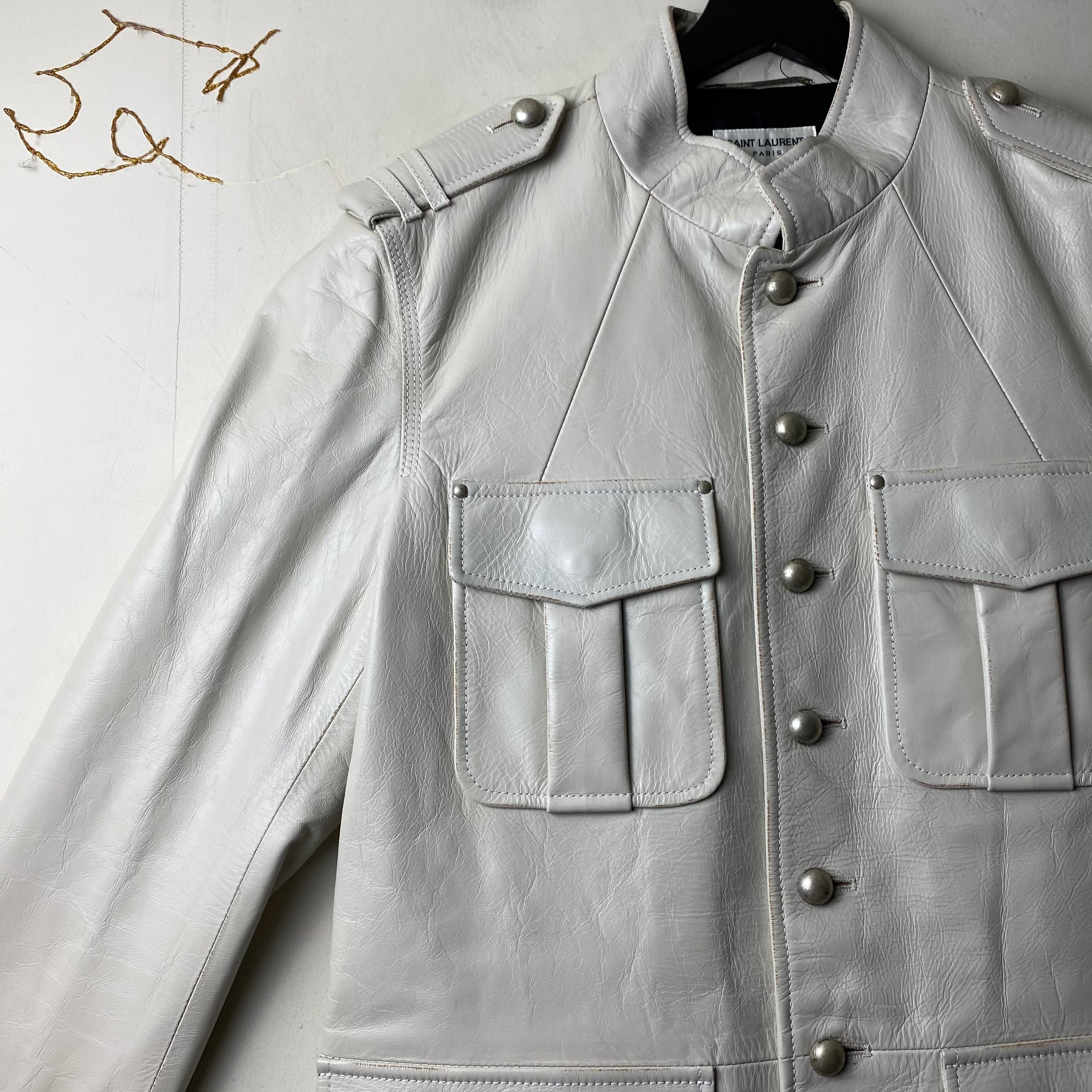 SAINT LAURENT PARIS leather officer jacket | NOIR ONLINE