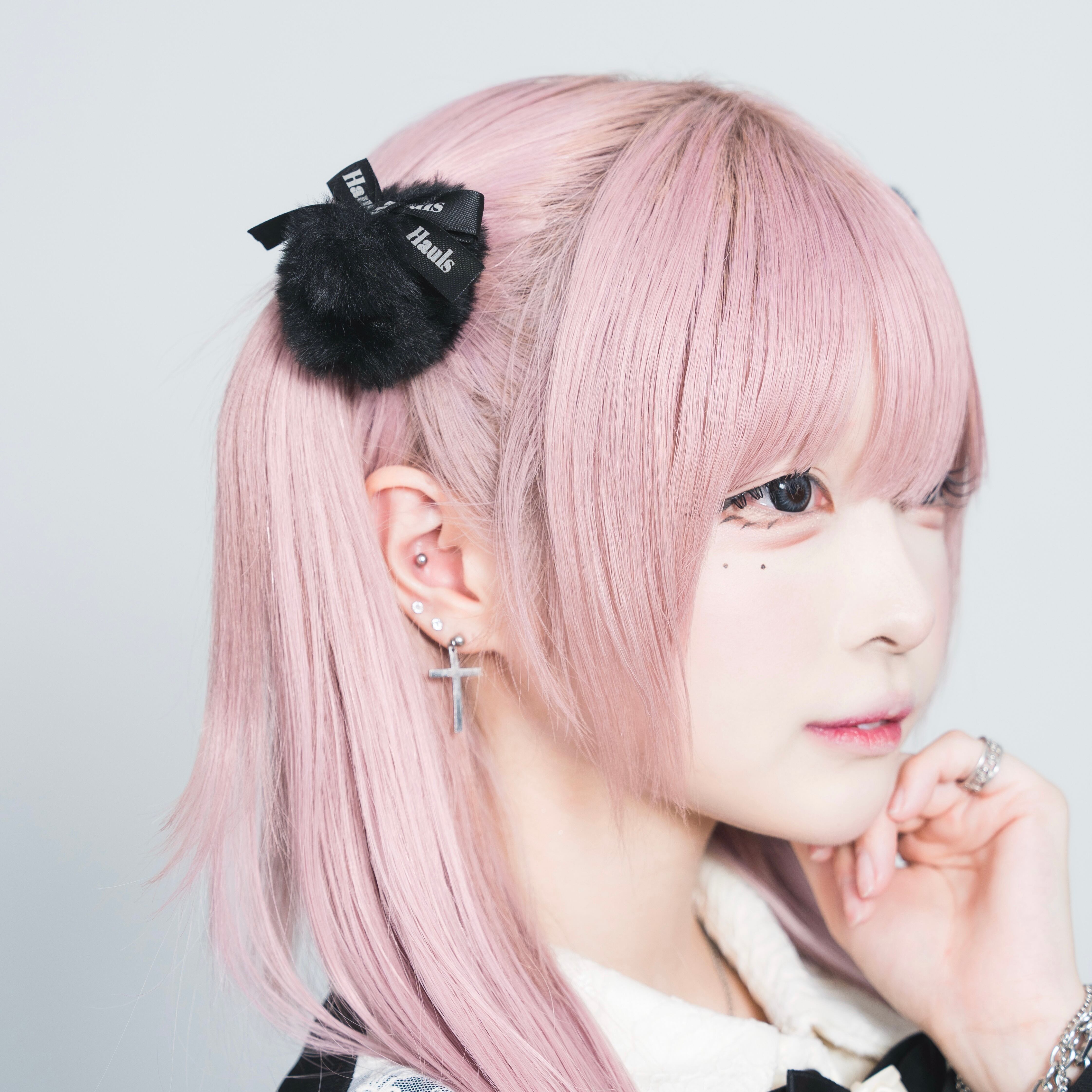 ポンポンリボン のヘアゴム ♡ ピンク×白 ポンポンリボン のヘアゴム ♡ ピンク×白 【公式通販】