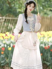 【0261】vintage summer Cotton Long Sleeve Dress