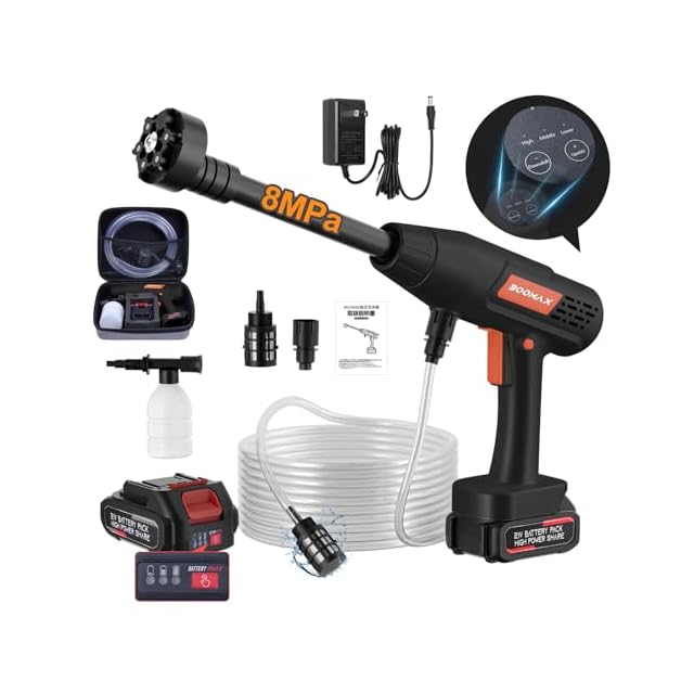 高圧洗浄機 コードレス 充電式 高性能5in1ノズル ペットボトル給水対応