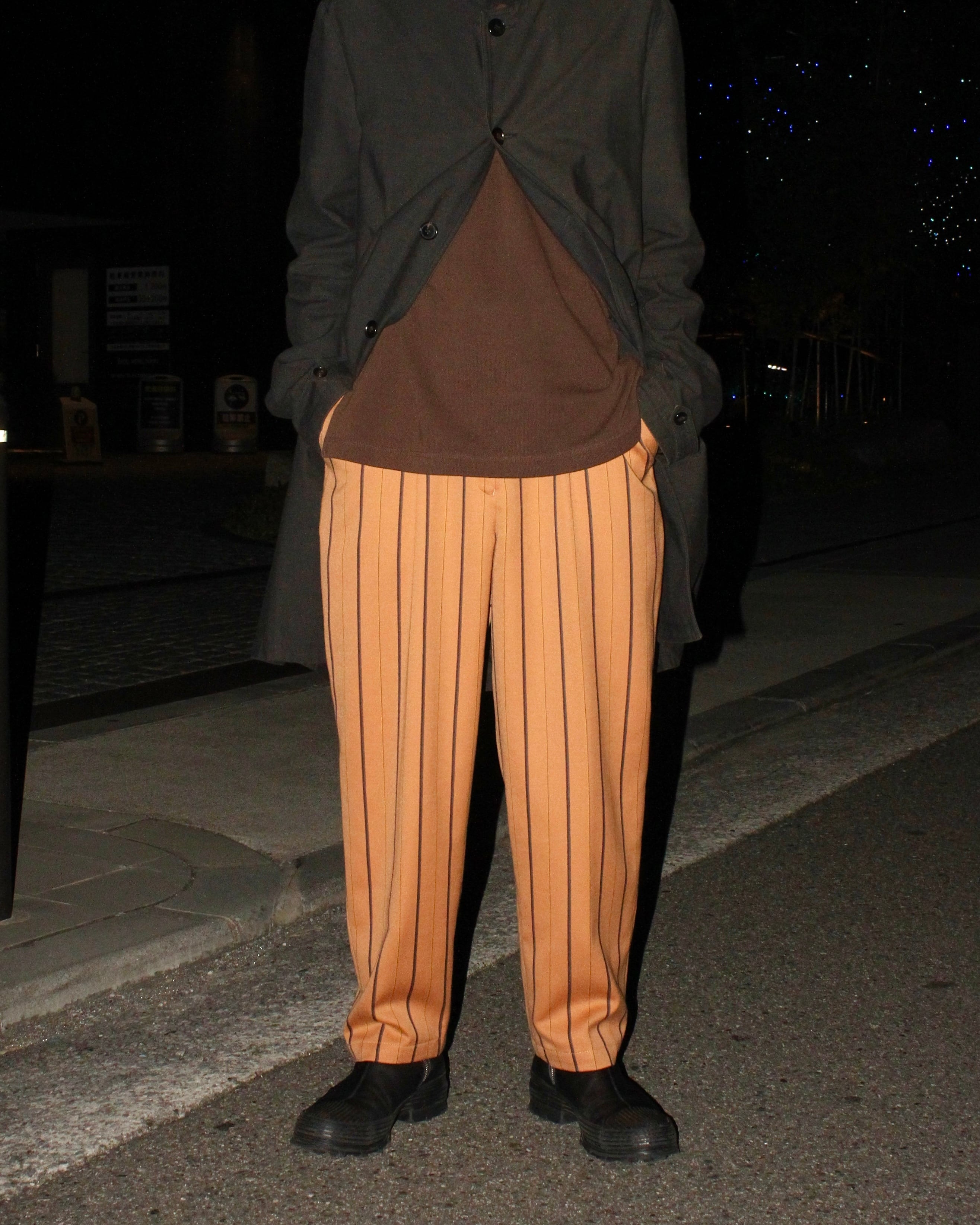 ~90s Christian Dior Stripe Pattern 1tac Wool Gabardine Slacks