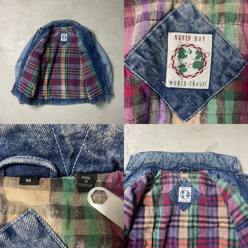 90's NORTH BAY 刺繍ロゴ 中綿 デニム スタジャン XL90´s NORTH BAY