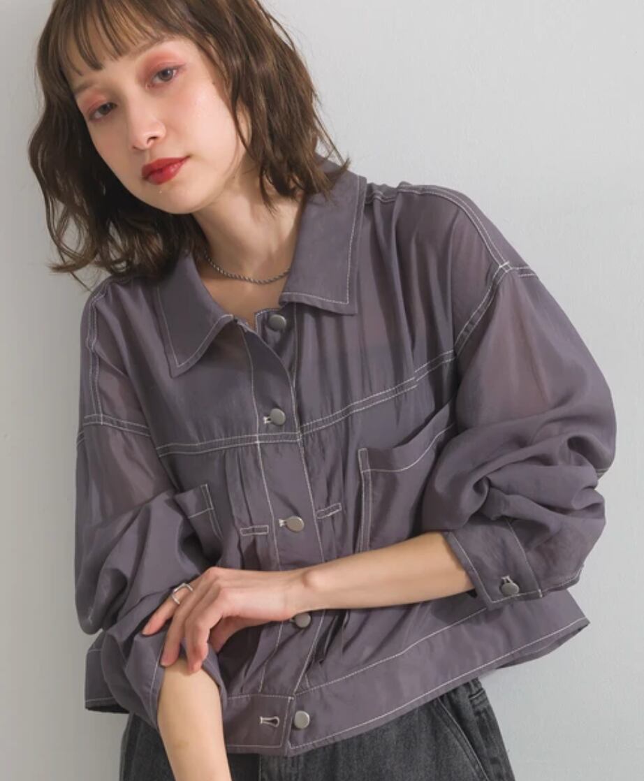 ナンバーミーTOKYO" SHEER SHORT JACKET"CHARCOAL
