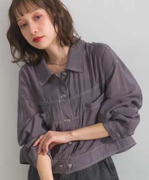 ナンバーミーTOKYO" SHEER SHORT JACKET"CHARCOAL