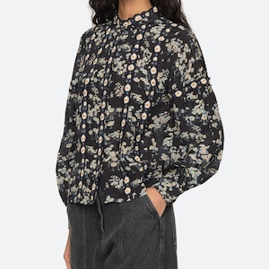 SEA NY MONA PRINT L/SLV TOP BLACK