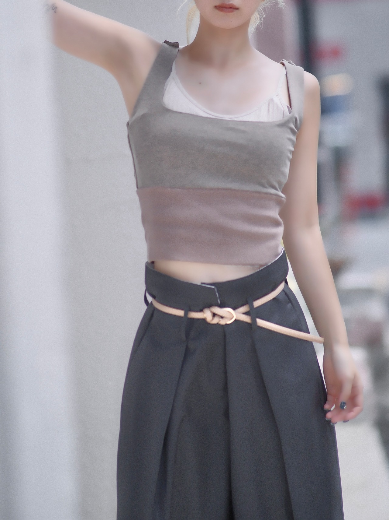 Multi Way Tie Tank Top / BEIGE × BROWN - 2