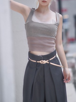 Multi Way Tie Tank Top / BEIGE × BROWN