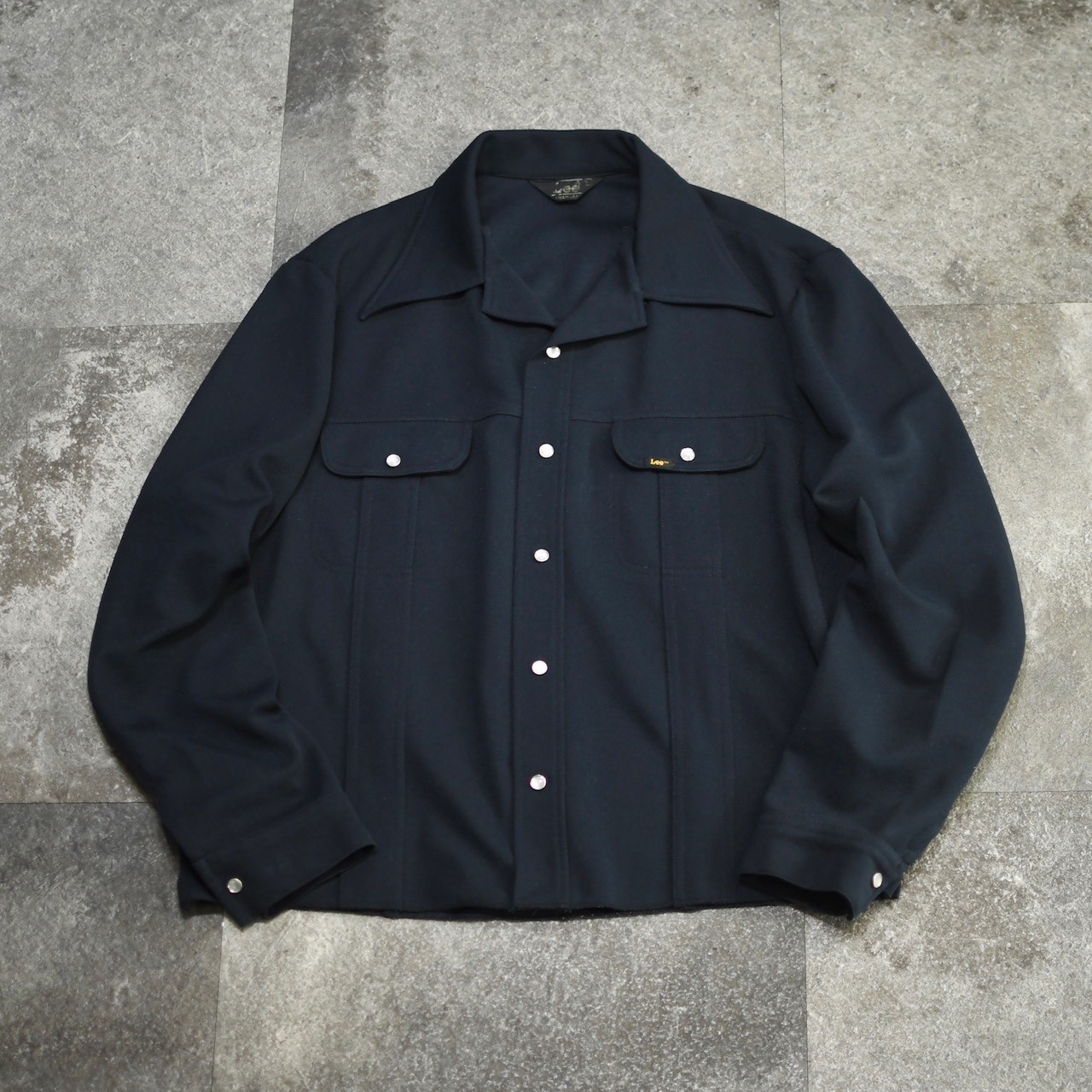 70's LEE custom short length tracker jacket navy