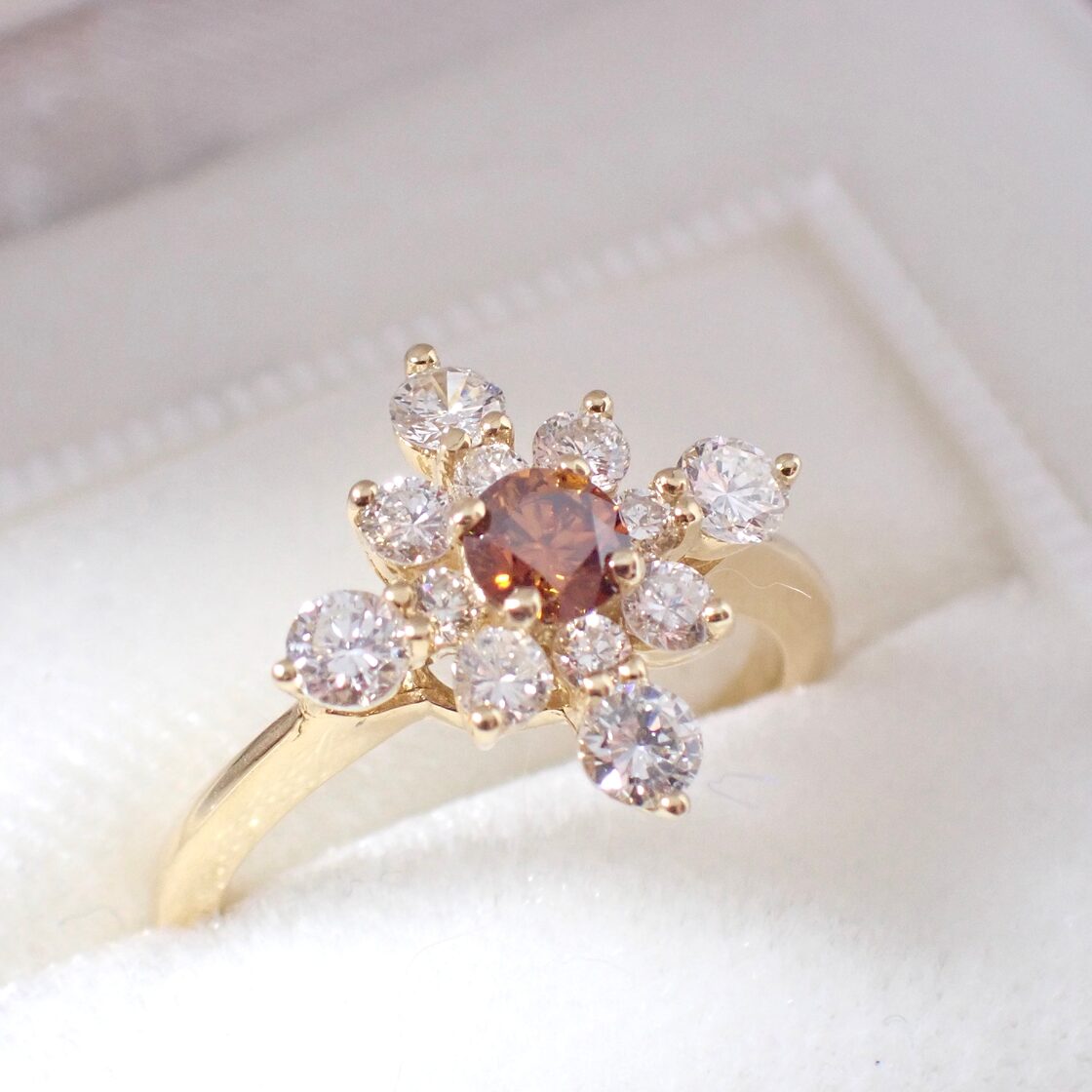 Made in Japan】K18 ゴールド 0.256 Fancy Deep Brown Orange Diamond 
