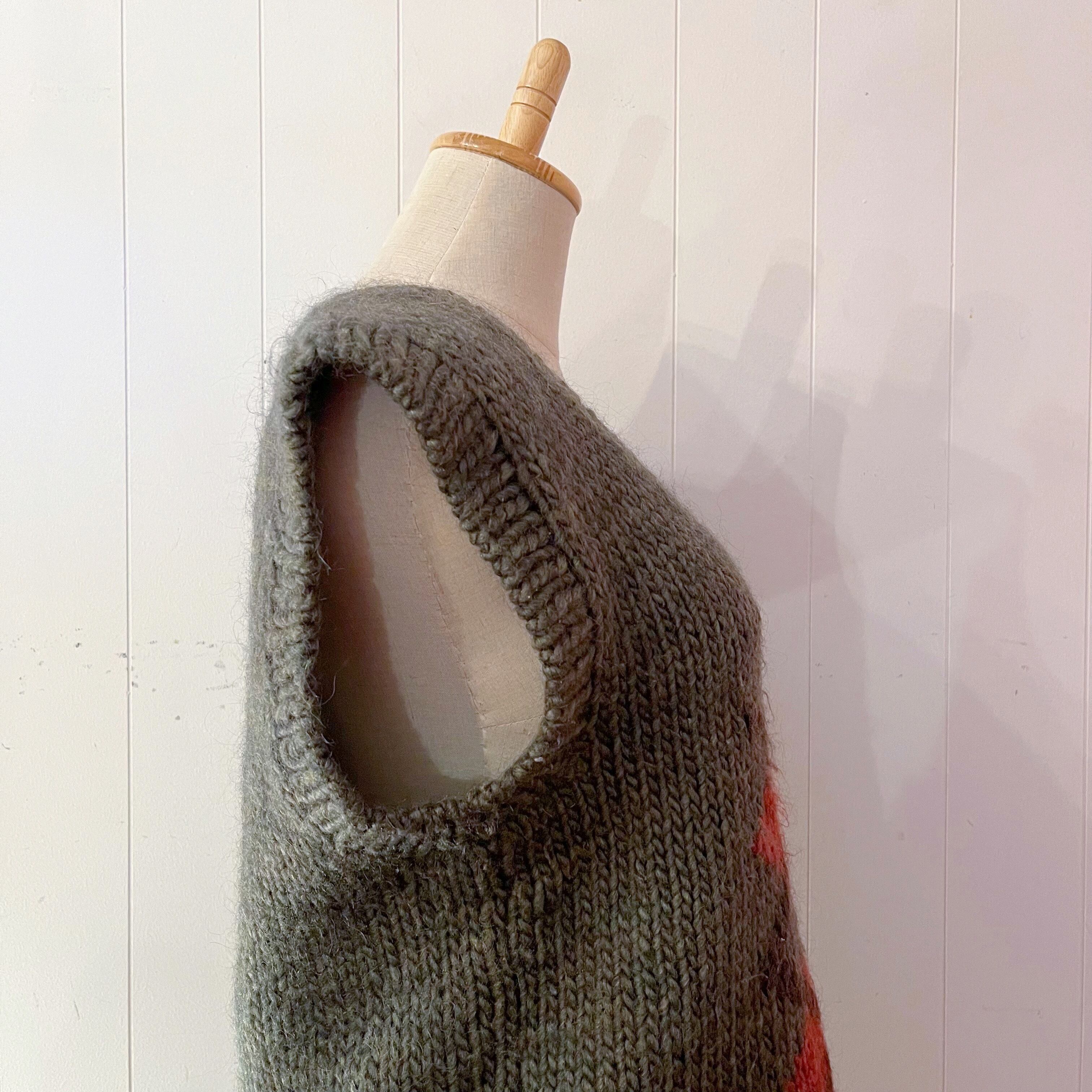 green argyle hand knit vest