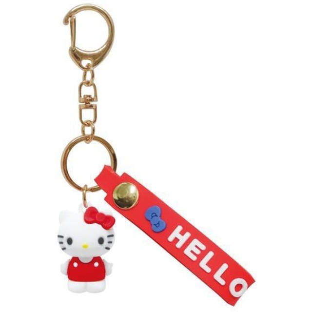 【ロット販売】【6入】ハローキティマスコット付きキーホルダーレッド(8311881)