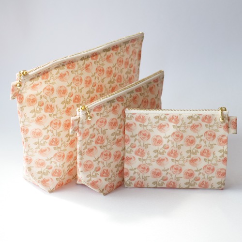 リバティラミネートポーチ３点セット【ローズマリー　アンバーローズ】