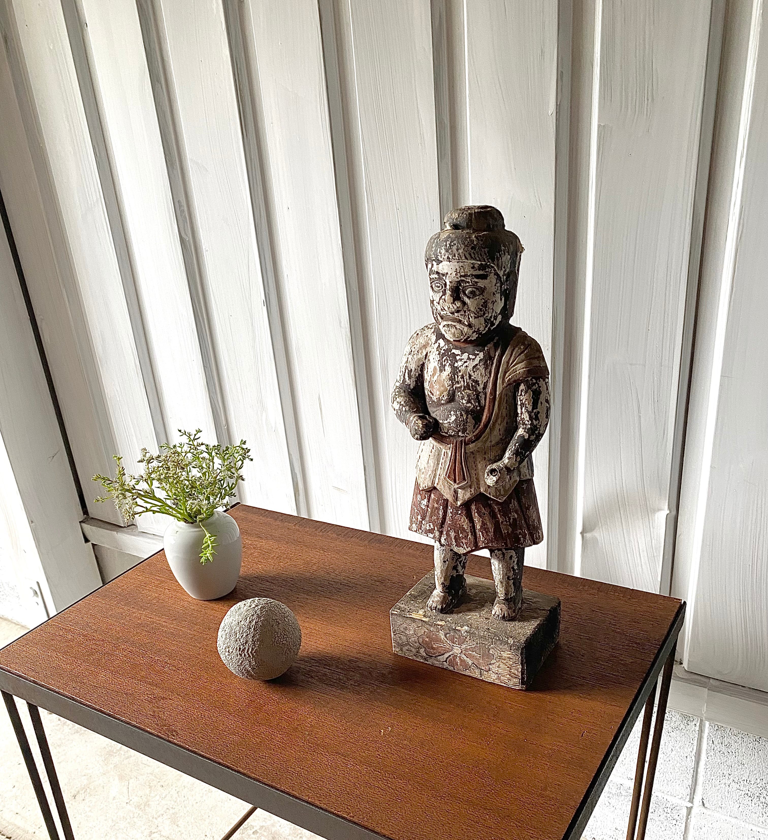 古い 木彫 聖人像 古美術 古道具 アンティーク オブジェ 神聖な佇まいの木彫人形[古道具] | giraffes craft