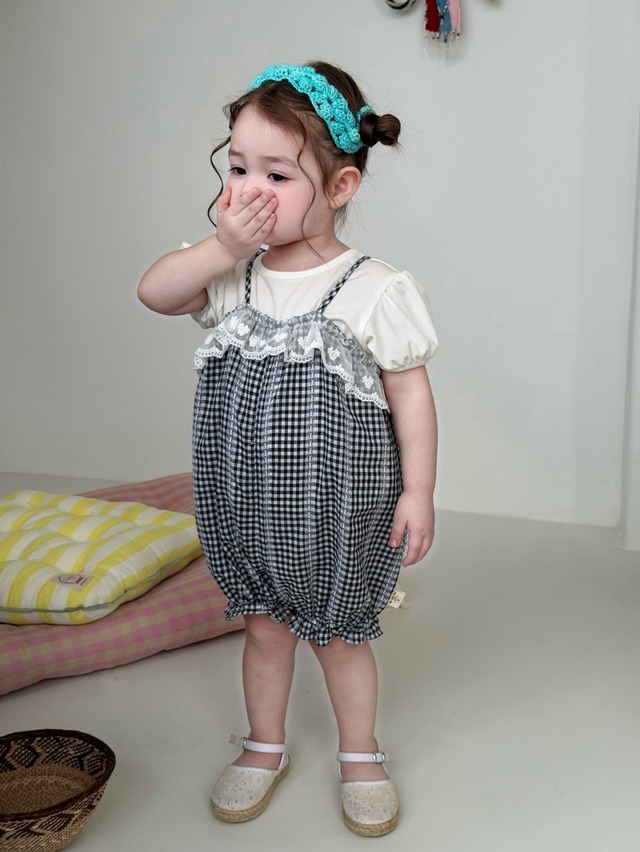 aiai［取寄］mono check lace rompers 26summer  (my daughter)