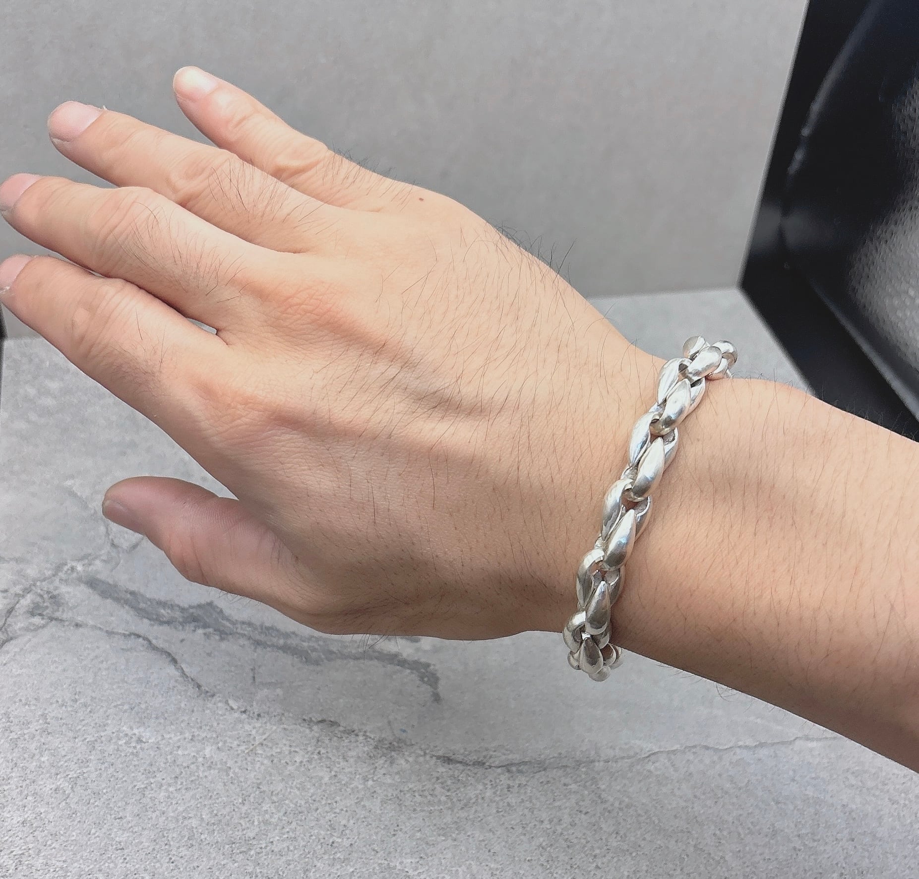 RESHEM SILVER 10mm シルバーブレスレット　ロジウムメッキ加工 RESHEM SILVER シルバーブレスレット 10mm | RESHEM