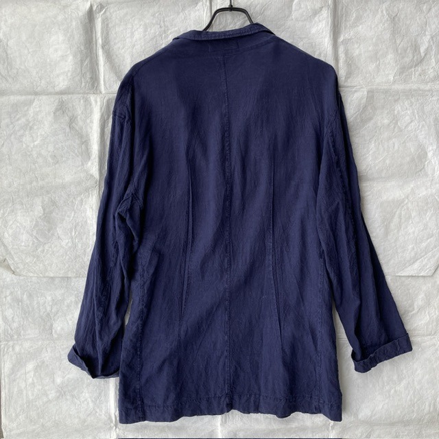 ISSEY MIYAKE MEN テーラードジャケット 90s ネイビー 麻100% 古着 メンズ 画像2
