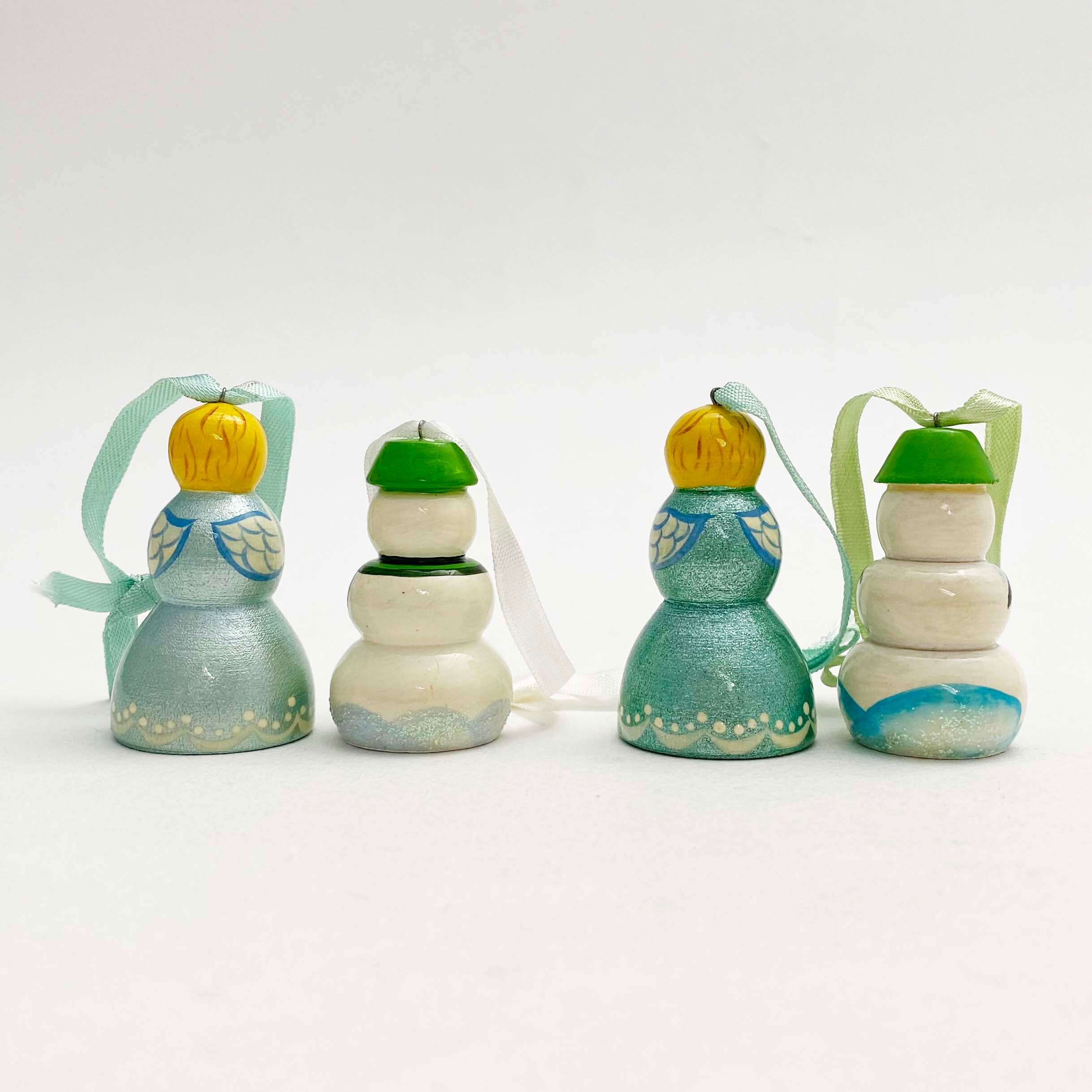 天使と雪だるまのオーナメント（2個セット）