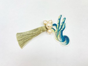 【全2色】コットンパールとショートタッセルピアス　※帯飾りに変更可能