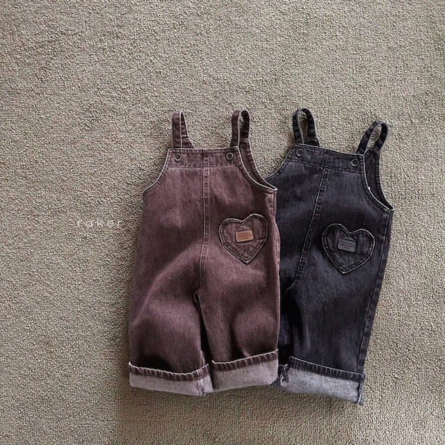 【取寄】raker|heart denim rib overalls|ハートデニムリブオーバーオール|XS-L|kids|26 autumn