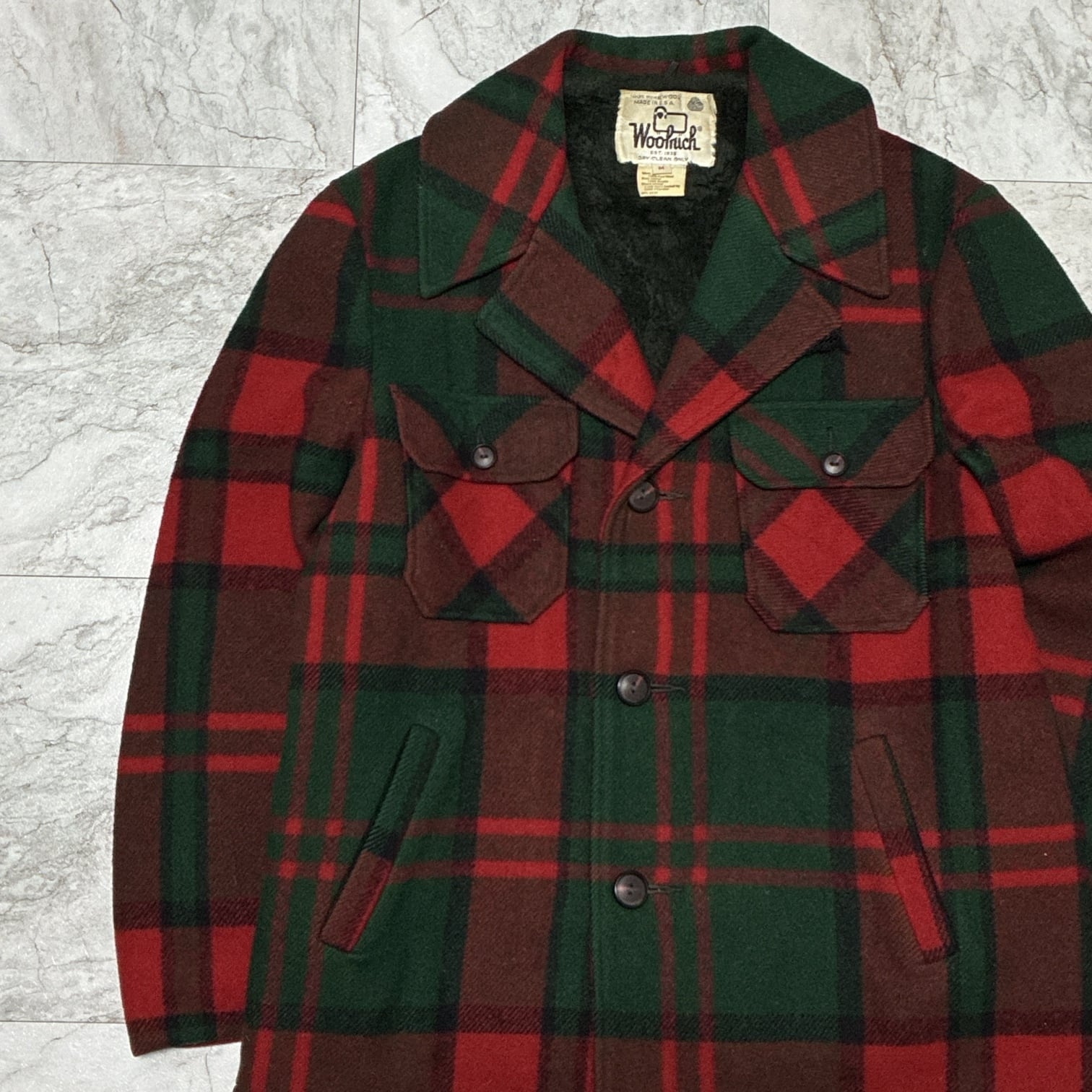 60s vintage USA 開襟ウールチェックシャツ ボックス 60s 50s ⁄vintage
