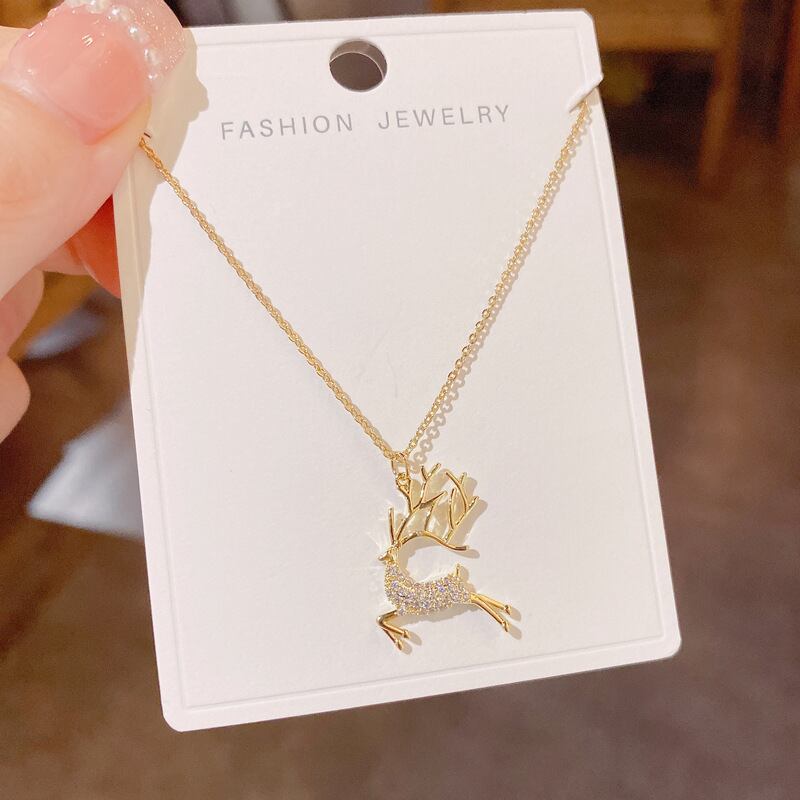 気質シンプルなマイクロ セット ジルコン 1 鹿の韓国語バージョン ネックレス女性 22 夏新個性ユニークな鎖骨チェーン 怡糯实力专营店 ビーズと天然石のちこ工房