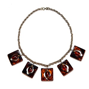 1950s USA square ball charm bakelite vintage necklace