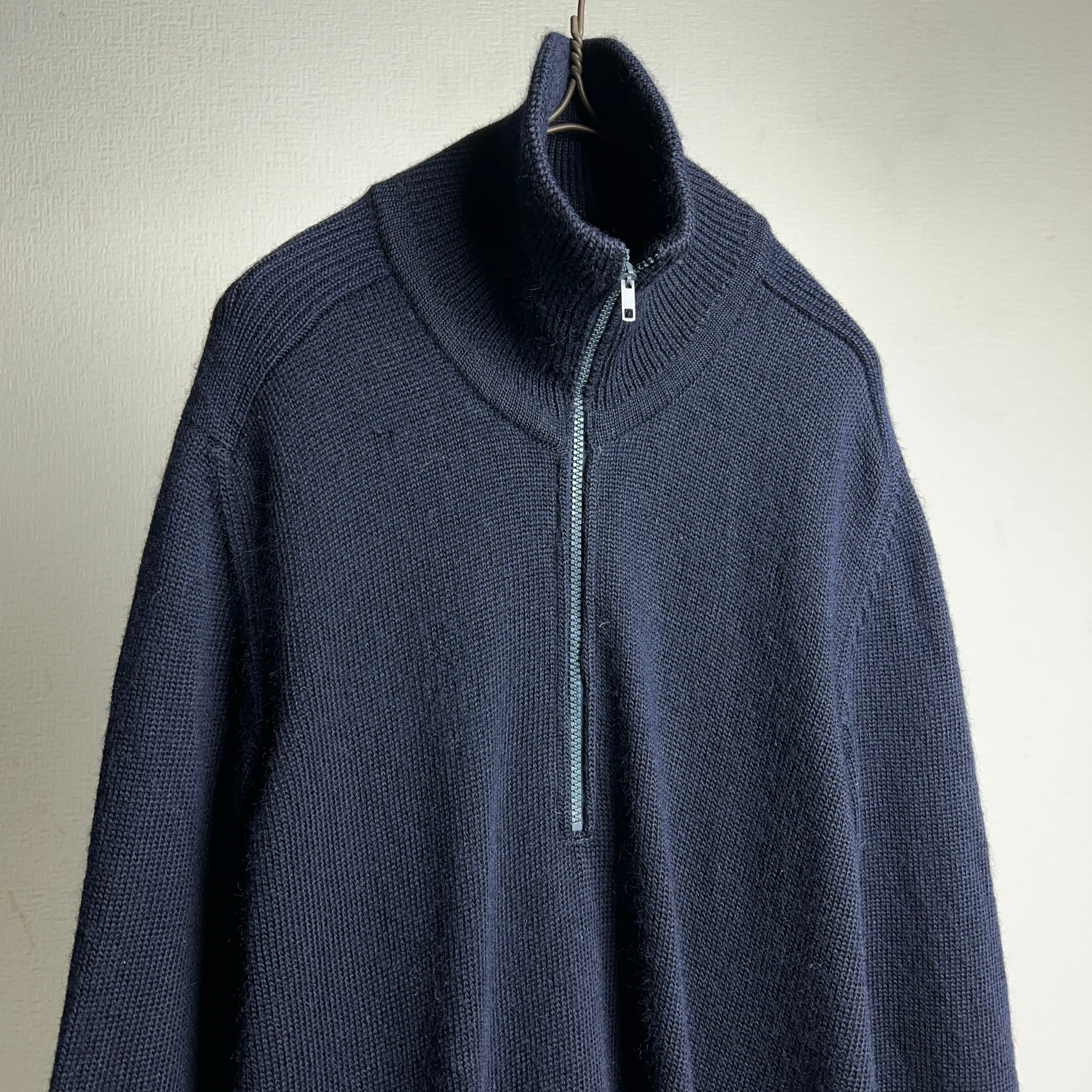 【美品】エルメネジルドゼニア　ニット　ハーフジップ　大きいサイズ　千鳥格子　XL 美品】エルメネジルドゼニア ニット ハーフジップ 大きいサイズ 千鳥格