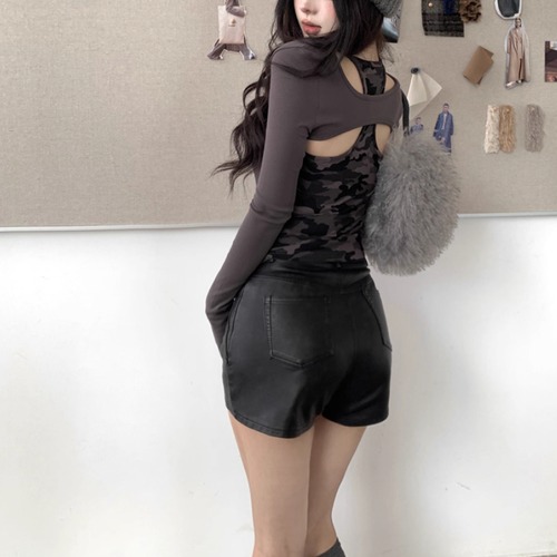 2色／迷彩コンビバックシャントップス ・13047