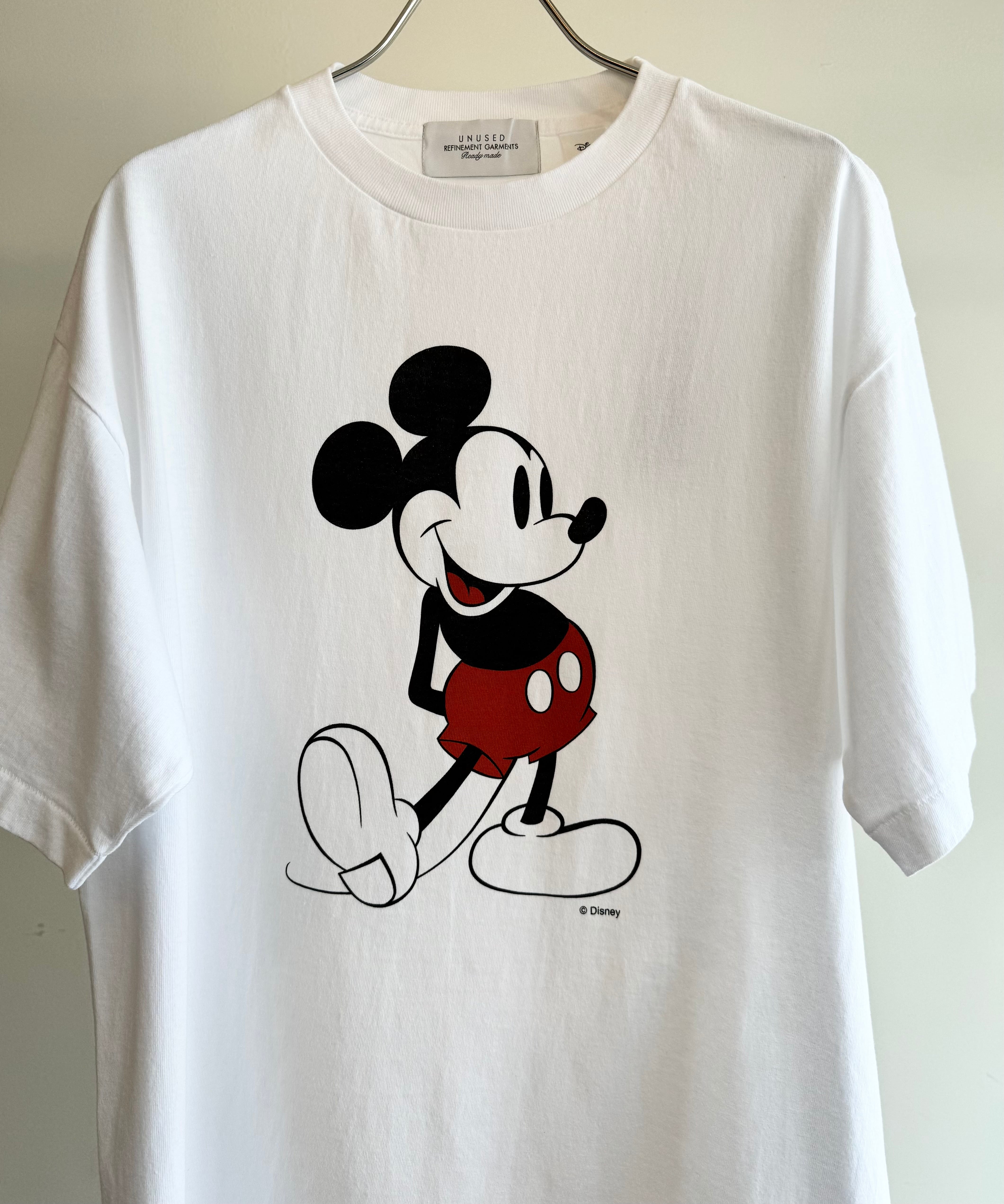 USA製 disney ミッキー　影絵　tシャツ ホワイト　リペアあり　レア！ UNUSED / US2459 MICKEY PRINT SHORT SLEEVE TEE (WHITE