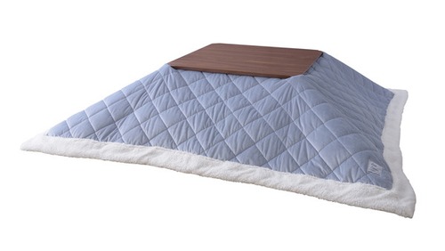 薄掛けコタツ布団 正方形 ベロア ライトグレー こたつ布団 うす掛け こたつ掛け布団 上掛け インテリア ファブリック