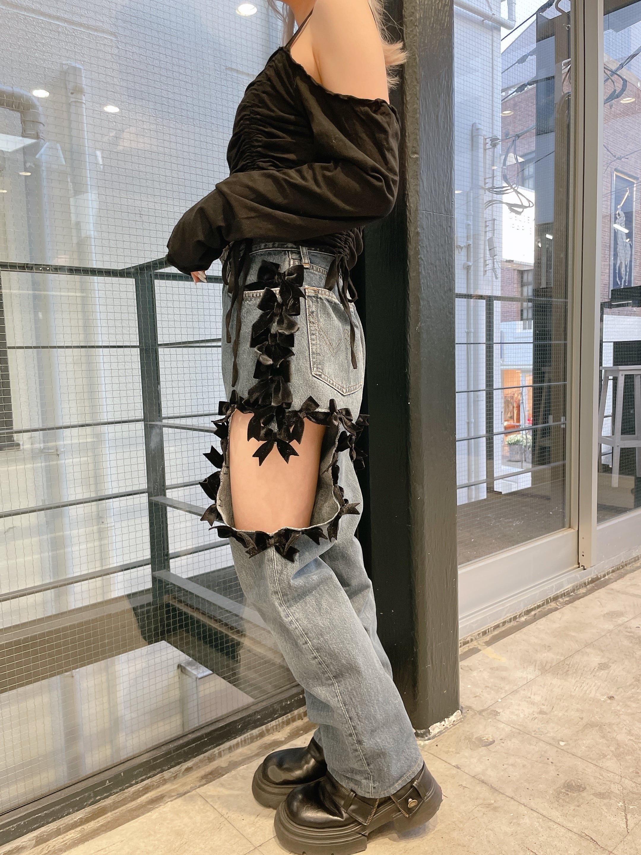リメイク】ベロアリボンデニムパンツ | lilLilly official webstore