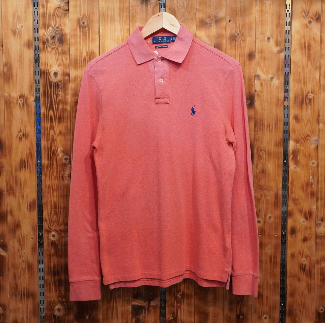 ralphlauren 長袖 ポロシャツ custom slim fit S/ラルフローレン ピンク