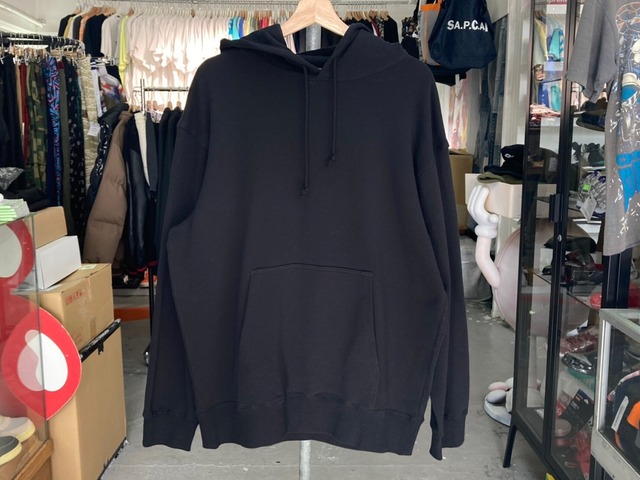YOHJI YAMAMOTO FLEECE SIGNATURE EMBROIDERY HOODIE. HX-T74-988 BLACK 3 70KJ0816
