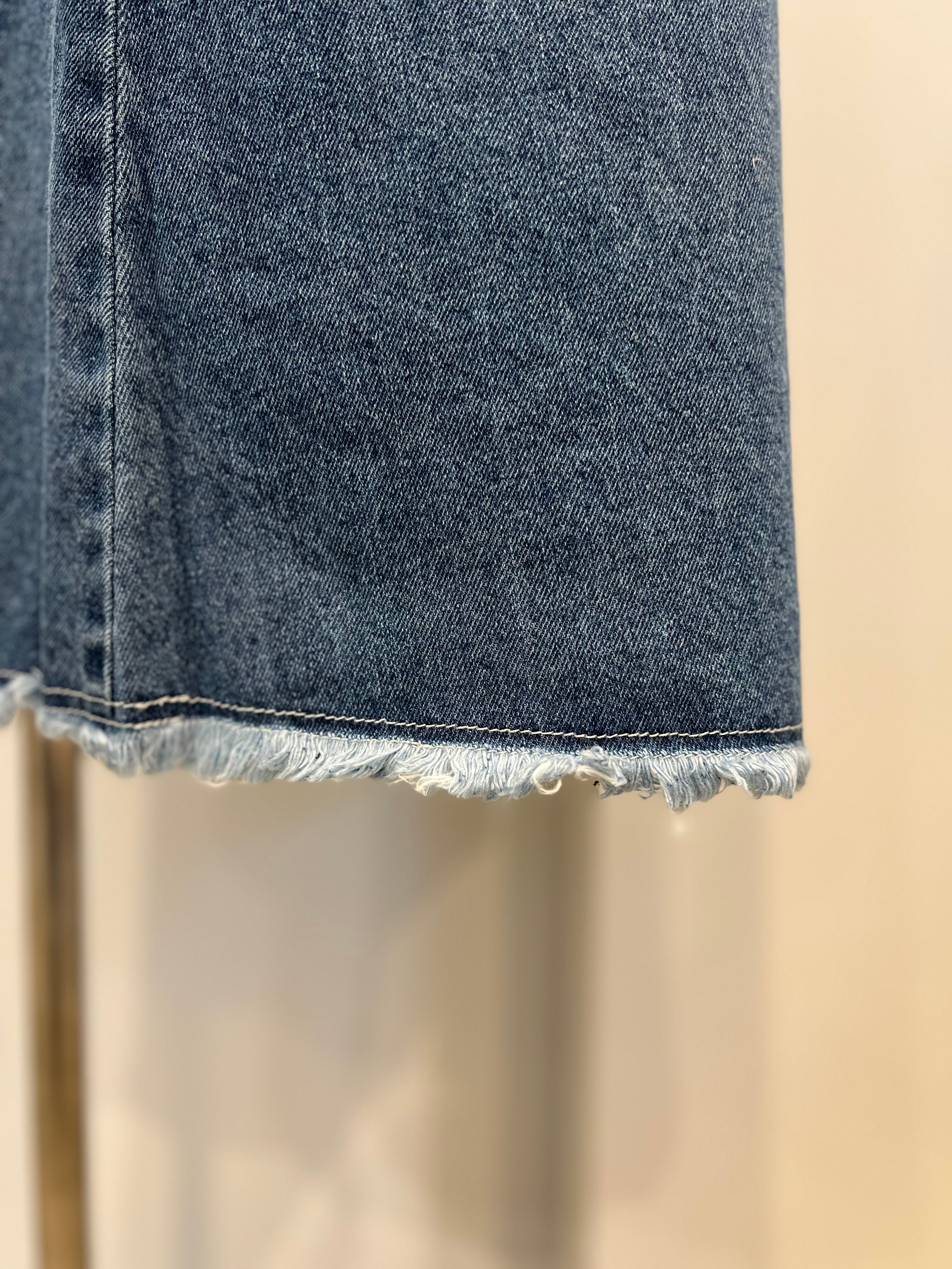 【SELECT】リメイク風断ち切りロングデニムスカート 33-0096