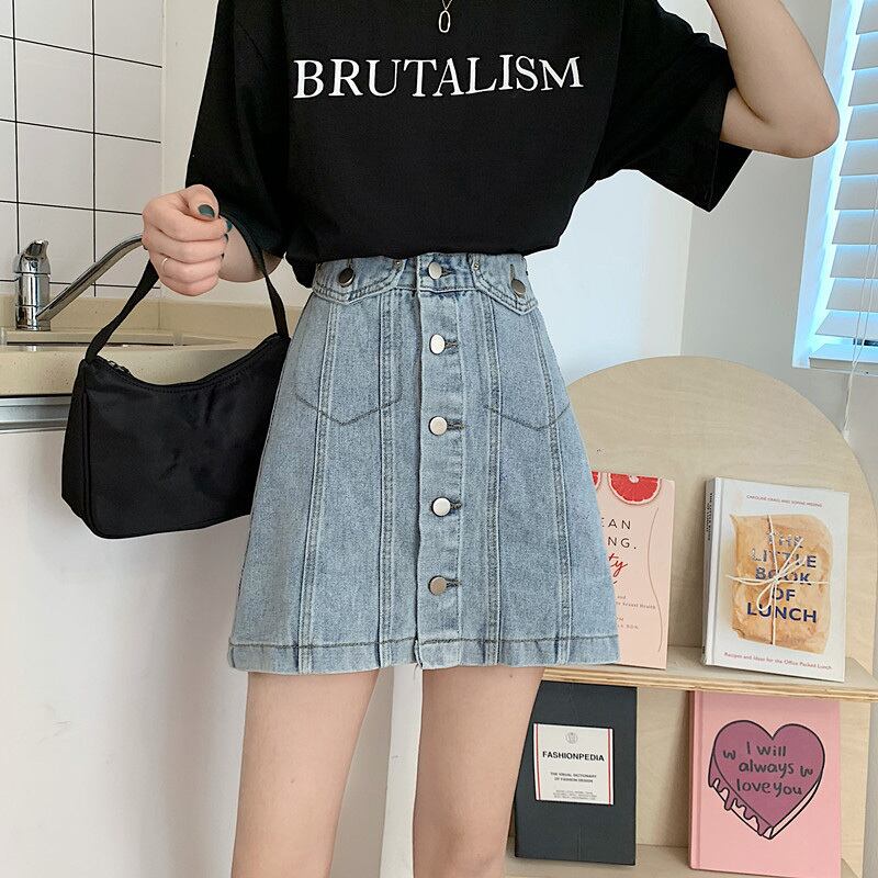 スタンダードスカート サマーAラインハイウェストウェスト薄手 レトロ 夏物 萌量不足16611279912