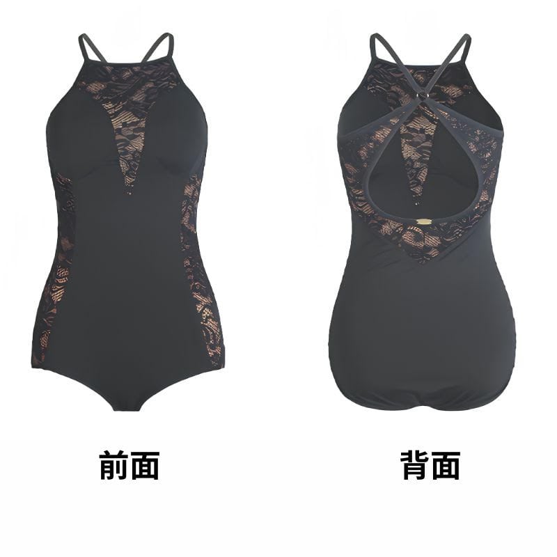 バッククロス レースパネル レオタード トップス 1col D00703 | DAY