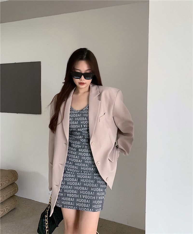 ジャケット ルーズスタイルスプリング 春物 ブラックストロベリース56562633946