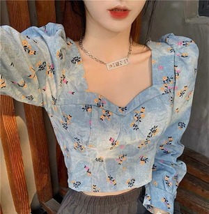 flower denim design mini tops