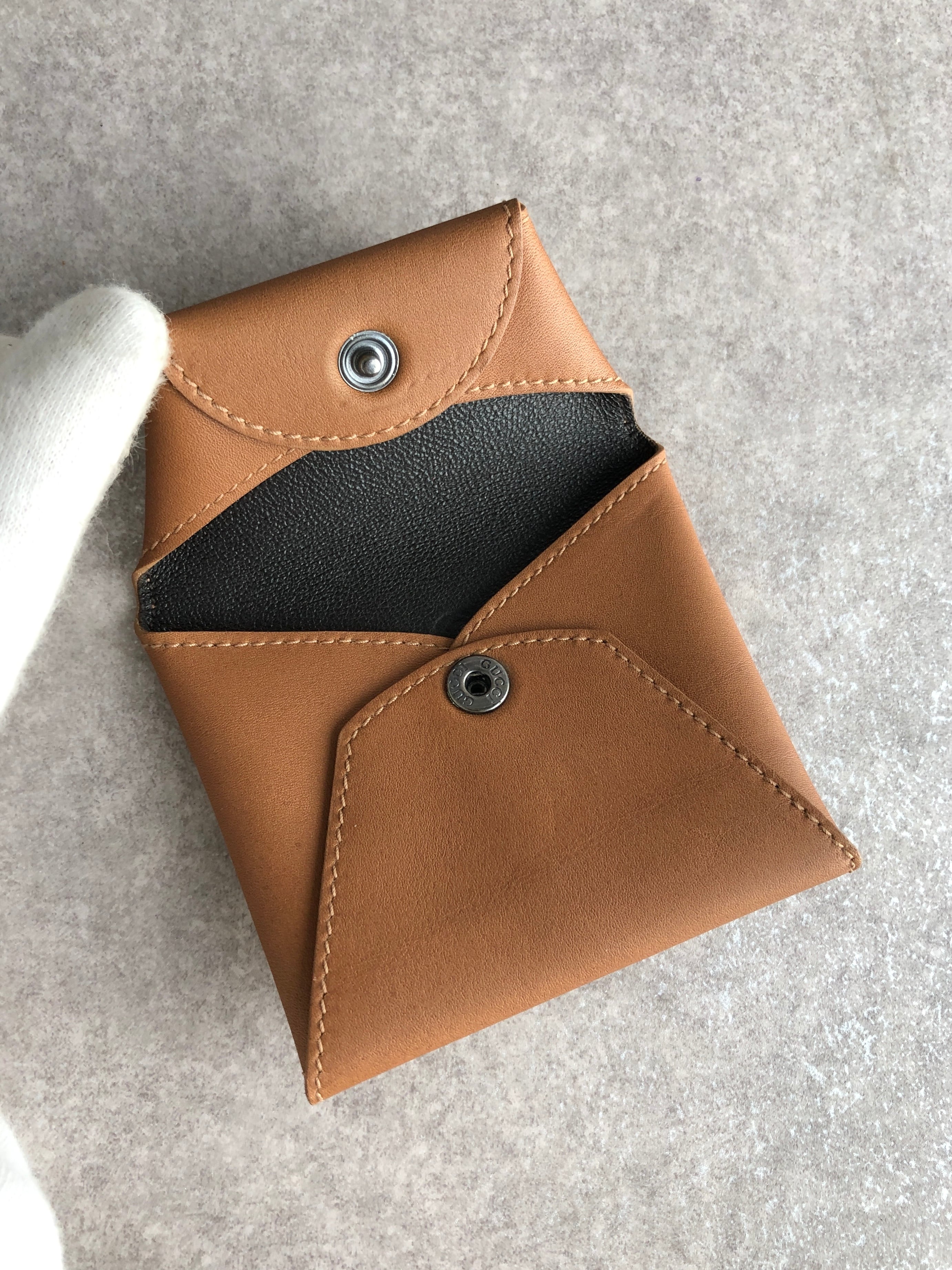GUCCI グッチ 財布 ブラウン 型押しロゴ レザー コインケース vintage