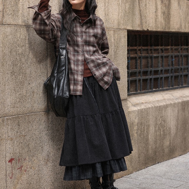 check loose-fit shirt J00069