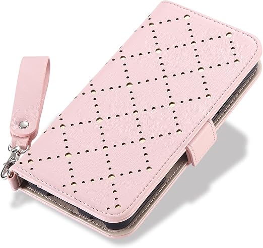 iPhone 15 Pro ケース 手帳型 かわいい ストラップ 水玉模様