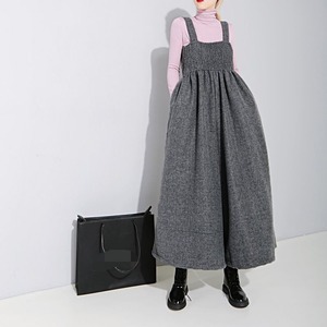 SOLID A-LINE WIDE LEG CROPPED OVERALL 2colors M-11779
