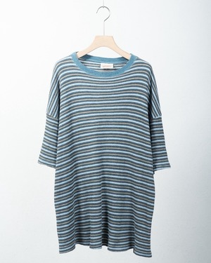multicolor striped waffle thermal tee / Made In USA
