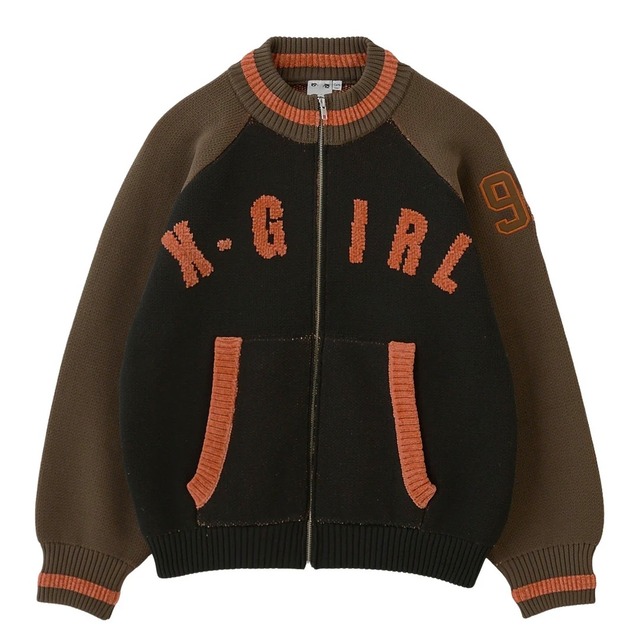 【x-girl】STADIUM KNIT JACKET【エックスガール】