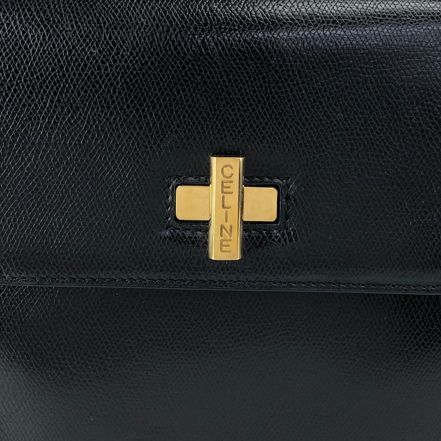 CELINE セリーヌ ショルダーバッグ ブラック ロゴ レザー ターンロック vintage ヴィンテージ オールド txhccr